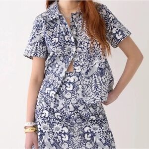 J. Crew Gamine Cotton Poplin Shirt in Mermaid Floral NWT